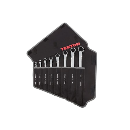 Tekton 45-Degree Offset Box End Wrench Set with Pouch, 8-Piece, 1/4 - 1-1/4 in. WBE23508